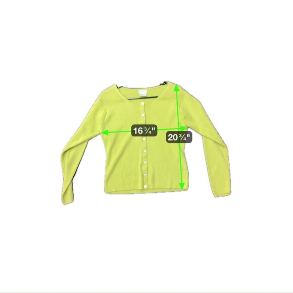Pierre Cardin Lime Green Button-Up Cardigan Sweater Size Medium Lightweight - Picture 7 of 9